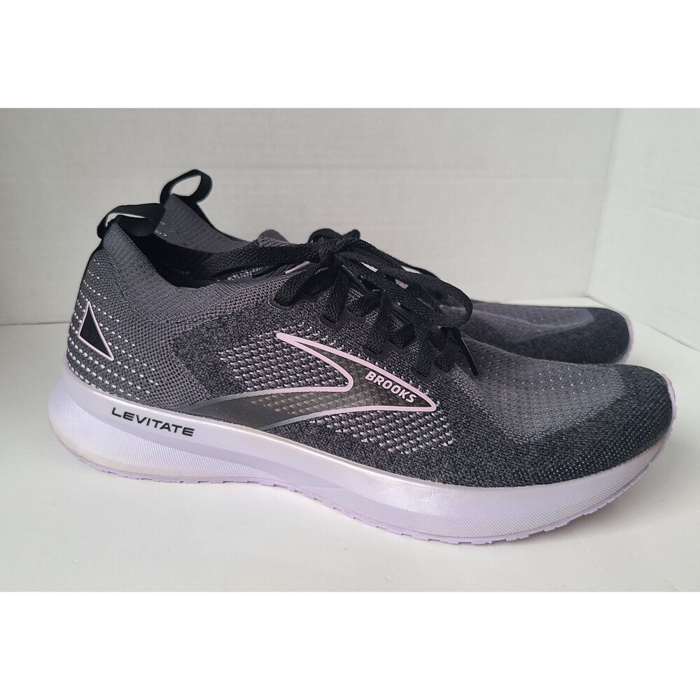 Brooks Levitate StealthFit Womens 9.5 B Running Shoes Black Purple 120359